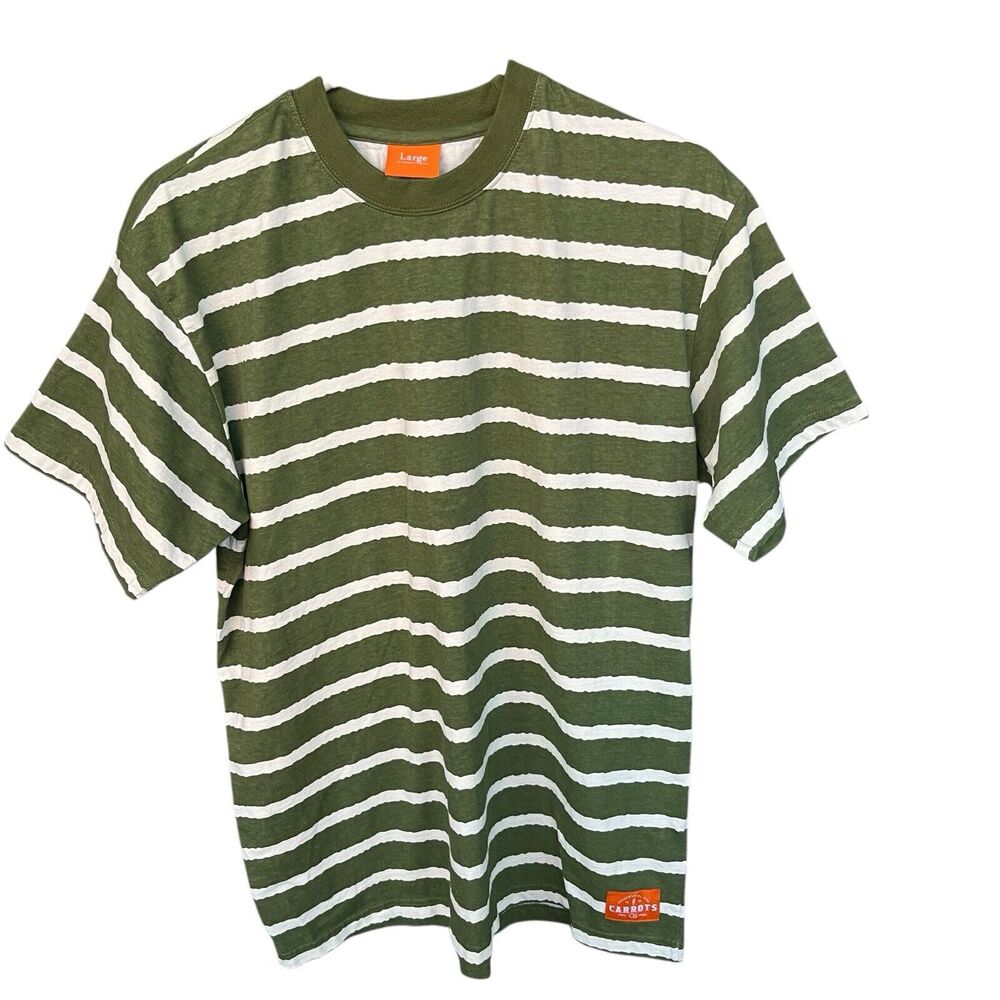 Carrots by Anwar Shirt Mens Large‎ Striped Green White Streetwear
